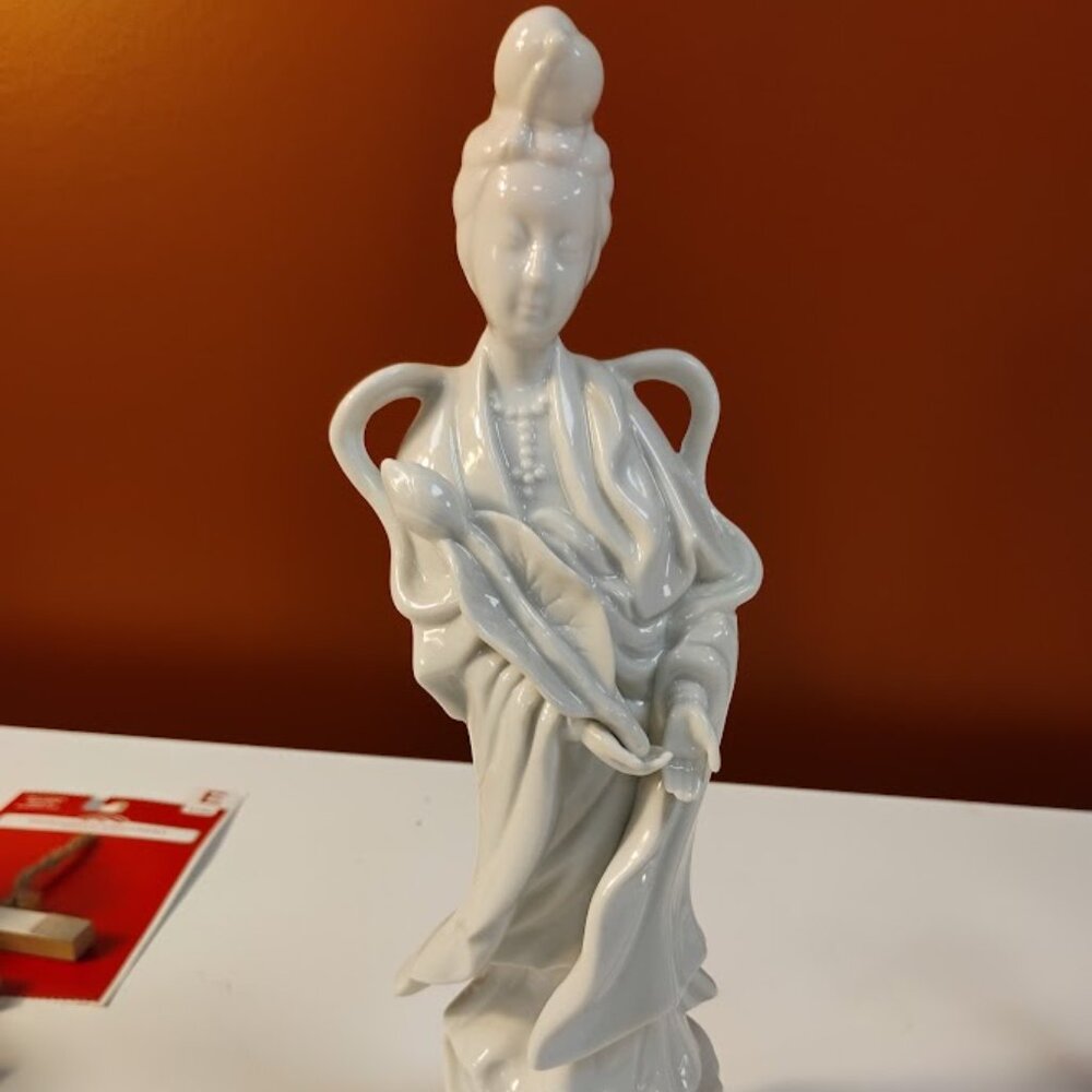Vintage Guanyin Goddess of Mercy White Porcelain Spiritual Figurine